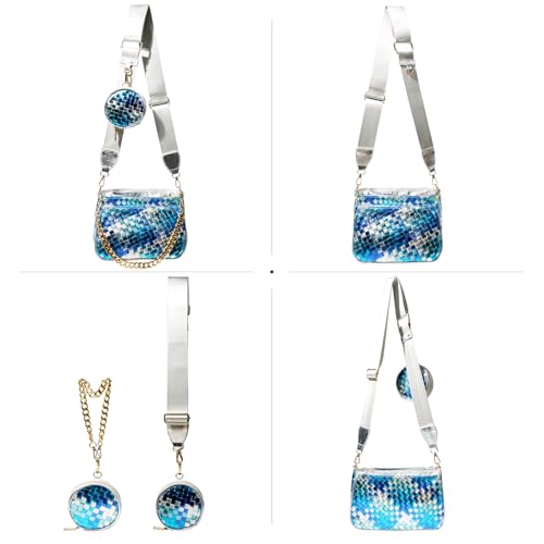 Handmade Woven Small Crossbody Bag for Women with Coin Purse, Designer Shoulder Handbag 3pcs Set, Mini Tote Clutch - color: Navy Multicolor