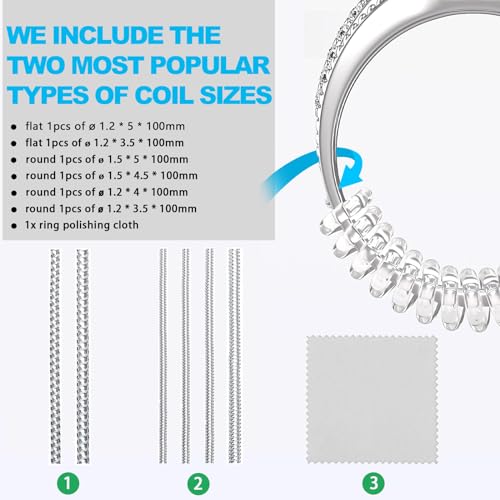Haiou Ring Size Adjuster for Loose Rings - Clear Invisible Ring Guard, Spacer & Tightener | Sil. Resizer Extender - color: Crystal-Coil