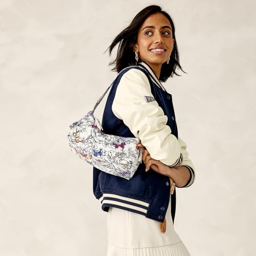 Vera Bradley Women's Premium Cotton Roxbury Crescent Shoulder Bag - color: Wing + Bloom