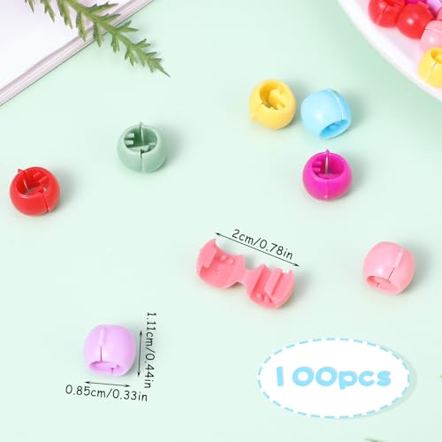 Hair Beads, 100 Pcs Rainbow Mini Hair Clips Braid Clips, Plastic Tiny Hair Claw Clips Cute Candy Colors Hair Decorations Colorful Beads Clip Wear Hair Accessories for Women and Girls (Mixed Colors) - color: Multicolor