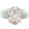 Rinfit Silicone Ring with Stone - Oval Cut Cubic Zirconia Solitaire Engagement Ring for Women - Rubber Wedding Bands - Patented Design - color: Pack G: Light Green / Rose Gold