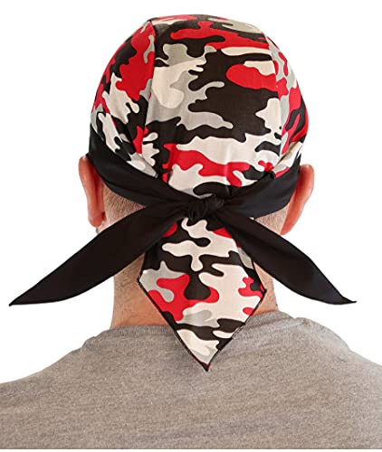 Sparkling EARTH - American Made Skull Caps Doo Rags Do Rag Durag Headwrap Head Wraps Skullies - Made in The USA! - color: Red, Grey, Black and White Camouflage Skull Cap