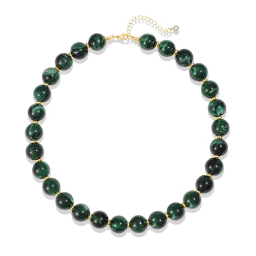 Colorful Beaded Necklace for Women Chunky Resin Beads Choker Necklaces Boho Statement Necklace Summer Vacation Y2K Jewelry - color: Green