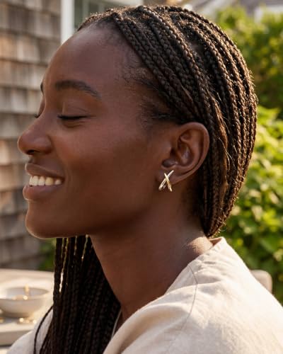 Gold Earrings for Women Trendy,14K Gold Stud Earrings Dainty Earrings Simple Minimalist Gold Earrings Hypoallergenic Earring for Women Gifts - color: Sloane & Two Tone