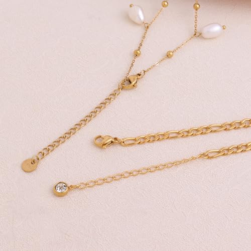 Boho Beads Beach Layered Anklet Set for Women, Handmade Gold Starfish Pearl Shell Anklets Summer Ocean Accessories Jewelry Gift - color: Figaro