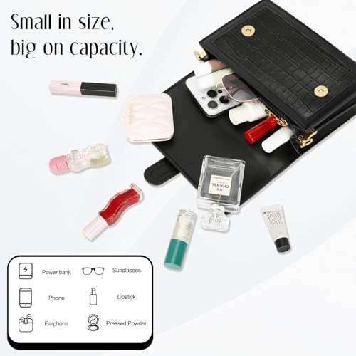 KKXIU Crossbody Bags for Women - Top Handle Purses for Lady, Leather Handbags Shoulder Clutch with Adjustable Shoulder Strap - color: C-black