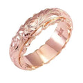 Dainty Engraved Plumeria Flower Ring, 14K Gold Plated Hawaiian Princess Plumeria Flower Scroll Promise Ring Stackable Wedding Engagement Band Jewelry for Women or Men - color: Rose Gold