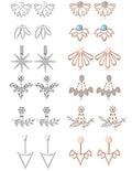 Tornito 6-12 Pairs Lotus Flower Earring Studs Chic CZ Earrings Jackets For Women Silver Rose Gold Tone - color: A2:12 Pairs, Silver&Rose Gold Tone
