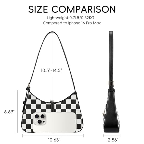CLUCI Checkered Purses for Women, Shoulder Bag, Handbag Hobo Bags Vegan Leather Crossbody Purse with Adjustable Strap - color: B-checkerboard-small