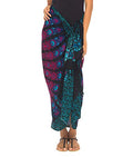 SHU-SHI Sarong Wraps for Women Long Beach Cover ups Pareo Bathing Suit Wrap Skirt Mandala Sarongs Coverup - color: Turquoise/Black/Pink