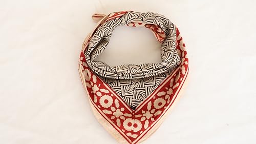 Indian Hand printed Organic 100% Cotton Bandana Scarf, Paisley Design Scarf, Light weight head Scarf Bandana