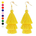Earrings for Women Dangling, Layered Tassel Earrings Fringe Earrings Bohemian Studs Drop Earrings - color: Yellow