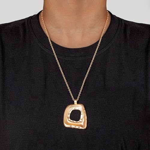 Open Teardrop Hollow Pendant Long Cord Necklace For Women Statement Minimalist Boho Chic Adjustable Two Colors Gold Color Silver Color - color: Gold C