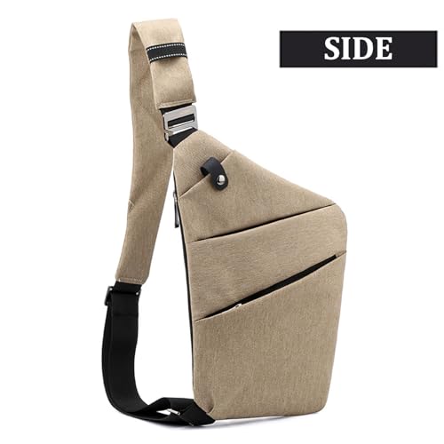 Crossbody Travel Bags for Women, Anti Theft Proof Safe Slim Sling Travel Purses, Personal Flex Shoulder Bag for Men Women - color: Khaki, size: Left Shoulder