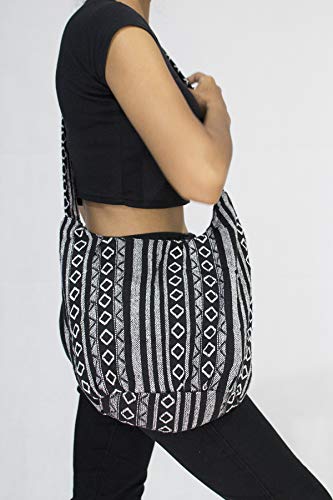 Your Cozy Hobo Sling Bags For Women Crossbody Bag Thai Top Handmade Shoulder Bag with Adjustable Strap - color: Naga-black