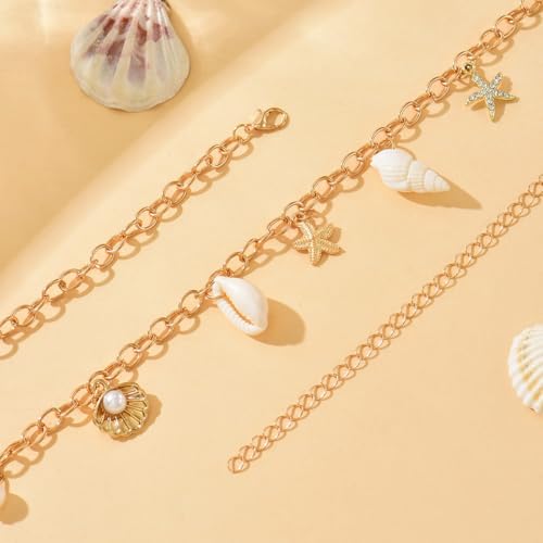 Gold Starfish Seashell Waist Chain Belt for Women Boho Mermaid Pearl Body Chain Summer Beach Vacation Bikini Jewelry Accessories - style: Thin chain