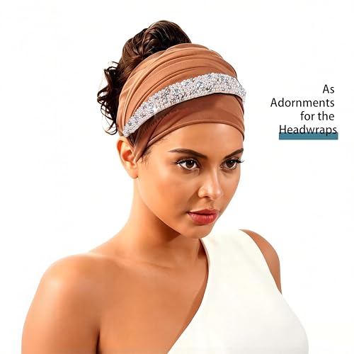 Teenitor 5pcs Elastic Rhinestone Beaded Headbands, Jeweled Head Bands for Women's Hair, Hair Headbands Hat Bands for Women Girls