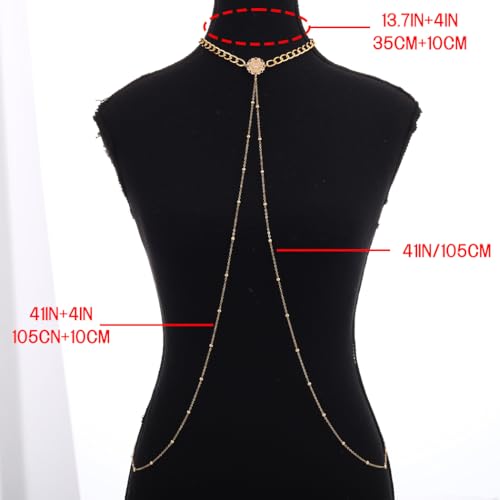 Bounzhi Rhinestone Crossover Body Chain Bra Shiny Crystal Chest Harness Bikini Body Jewelry - style: Bead-Gold