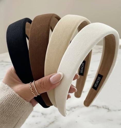 Huachi Headbands for Women Non Slip Trendy Headbands for Women’s Hair 1 inch Wide, Fall Head Bands Cute Headband for Girls Elastic Hair Bands for Womens Fashion Accessories Gifts 4PCS - color: Multicolor