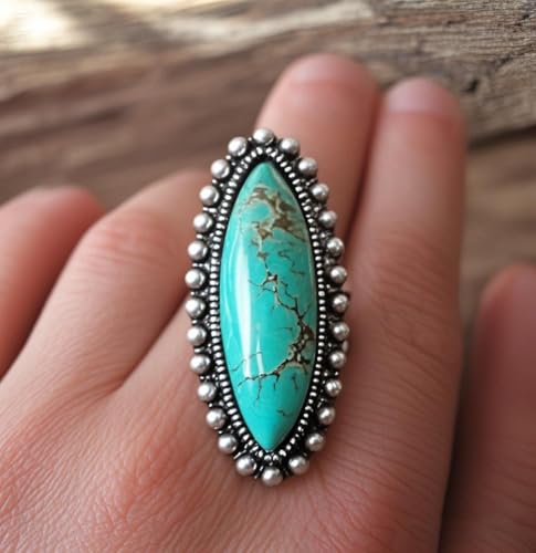 Turquoise Western Rings for Women Adjustable Country Rings Vintage Turquoise Open Ring Western Country Jewelry Gifts - style: Style4