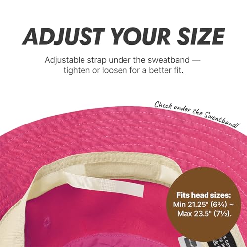 Hot Summer Bucket Hat - Trendy Cotton Sun Hat for Beach, Golf, Fishing - Fun Outdoor Vacation Boonie for Men and Women - color: Bubblegum Pink