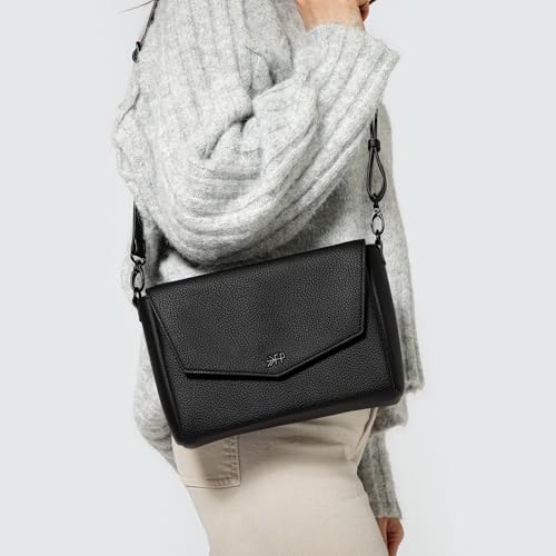 Freshly Picked Classic Crossbody Bag for Women - Stylish Handbag and Crossbody Purse Made with Premium Vegan Leather - color: Ebony