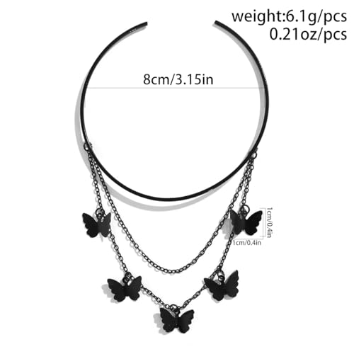 Dainty Black Upper Arm Cuff Bracelet for Women, Gothic Halloween Sexy Lace Harness Armlet Adjustable Upper Arm Chain Bangle Arm Band for Women - color: Butterfly