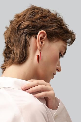 Trendy Dangle Earrings Set for Women, Colorful Aluminum Drop Earrings, 6 Pcs DIY Interchangeable Conical Beads, Lightweight Titanium Ear Hooks, Hypoallergenic and Not Easy To Fade - color: Red Orange Black