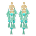 Long Tassel Earrings for Women Colorful Fringe Drop Dangle Earrings Bohemian Hawaiian Summer Beach Jewelry for Womens Vacation Outfits - color: Turquoise