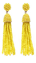 NLCAC Women's Beaded tassel earrings Long Fringe Drop Earrings Dangle 6 Colors - color: yellow