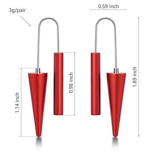 Trendy Dangle Earrings Set for Women, Colorful Aluminum Drop Earrings, 6 Pcs DIY Interchangeable Conical Beads, Lightweight Titanium Ear Hooks, Hypoallergenic and Not Easy To Fade - color: Red Orange Black