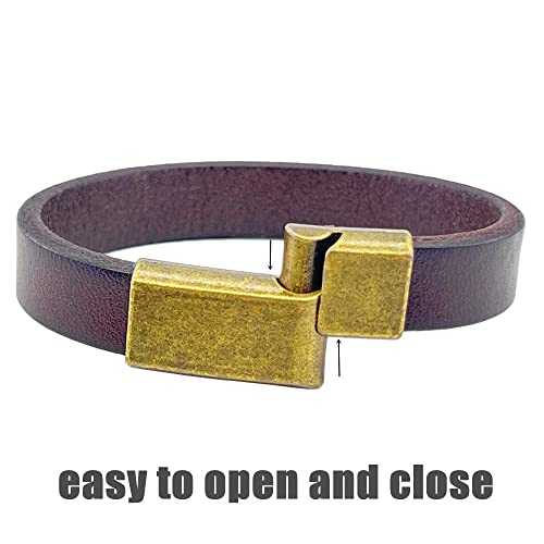 Mens Genuine Leather Bracelet - Handmade Adjustable Leather Cuff Bracelet punk Style leather wrap Wristband for Men - color: N-D