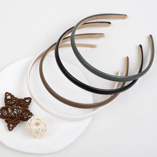 WOVOWOVO Thin Leather Headbands for Women Girls, Womens Fashion Headbands Non Slip Hair Head Bands Simple Hairbands Hoop Accessories