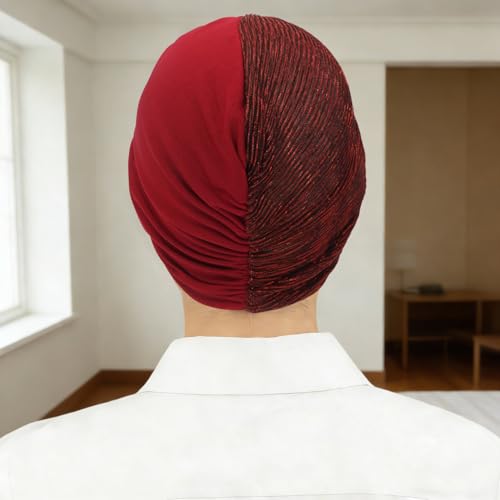 XYIYI Chemo Headwear Turban for Women, Cancer Patients Head Wrap Cover Hat for Hair Loss - color: Wine Red