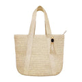 Large Straw Beach Tote Bags For Women Woven Boho Handmade Shoulder Handbags for Summer Vacation Travel with Tassels - color: Beige