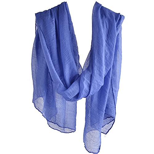 woogwin Women's Cotton Scarves Lady Light Soft Fashion Solid Scarf Wrap Shawl - color: Denimblue