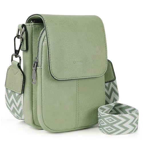 TANTOMI Small Crossbody Bags for Women Trendy, Cell Phone Purses Wallet with 4 Card Slots, Small Purses with Adjustable Strap - color: 05-light Green