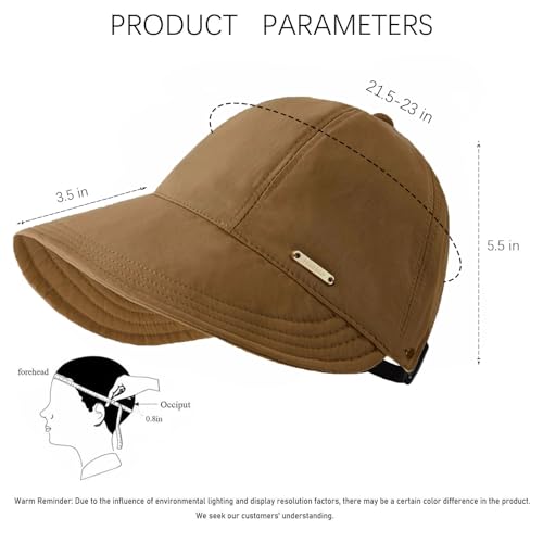 huablo]UPF 50+Womens Sun Hat UV Protection Hiking Fishing Hats Wide Brim Hat Adjustable Ponytail Packable Sun Cap - color: Coffee