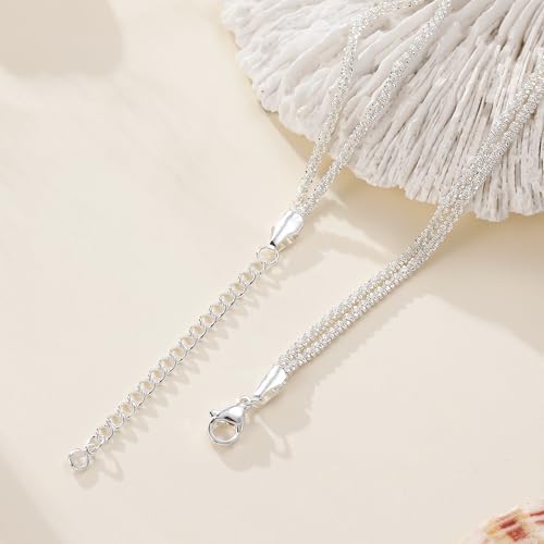 Ritach Ankle Bracelets for Women - Silver/Gold Plated Stainless Steel Anklets for Women Waterproof Layered Cuban Link Figaro Chain Heart Anklets Set Summer Beach Jewelry Gifts - color: Silver-Layered Sparkle Glitter