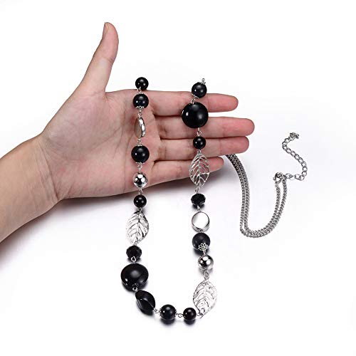 PEARL&CLUB Long Beaded Necklaces For Women - Sweater Chain Fashion Jewelry Necklace Gifts For Women - color: 24-Black