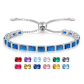 Radiant Cut Birthstone Tennis Bracelets for Women, Adjustable 6–9 Inches White Gold Plated Sterling Silver Bracelet, Hypoallergenic Anniversary Birthday Valentine’s Day Gift for Her - color: 09-Sapphire