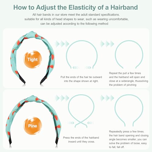 DiyJibb Headbands for Women Girls - 6PCS Stylish Top Knotted Headbands - Knotted Headband for Women - Head Bands Wide Hairband Hair Accessories - color: fruits-01