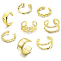 IRONBOX 9Pcs Ear Cuff Earrings for Women 14K Silver/Gold Ear Cuff Non Piercing Cartilage Clip Cuff Earrings Fake Earrings - color: 8Pcs Gold Tone