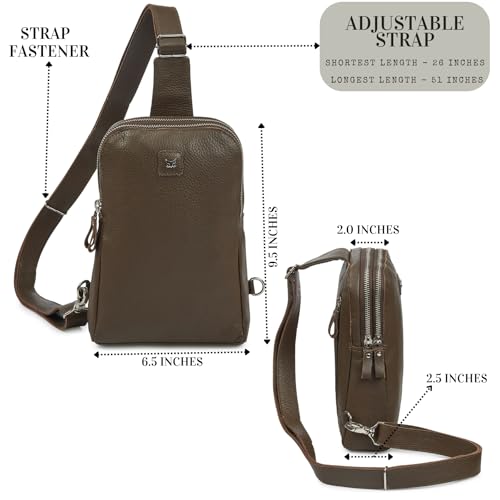 Leather Sling Bag for Women Genuine Crossbody Purse Small Trendy Cross Over Chest with Phone and Credit Card Slots (Brown Nappa) - color: Brown Nappa