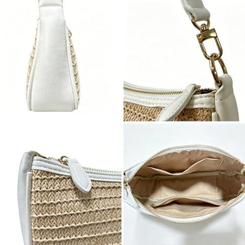 Shoulder Bag for Women with 2 Removable Straps and Zipper Closure Crossbody Bags Clutch Tote HandBags Purses | with 2 Removable Straps - color: Newbeige