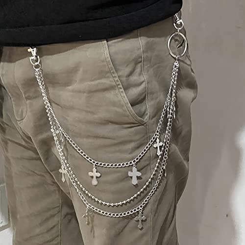 Pants Chain Wallet Chain Punk Chain Hip Hop Butterfly Lock Charm Jeans Chains Rock Chains for Women Men Hipster Women Fashion Trendy Waist Pants Chain Jewelry Clothing Accessories - color: E-cross