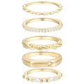 Gold Rings for Women Non Tarnish, 14k Gold Plated Dainty Stacking Cubic Zirconia Thumb Rings, Gold Knuckle Women Rings Set Jewelry Size 5-10 - color: gold-3