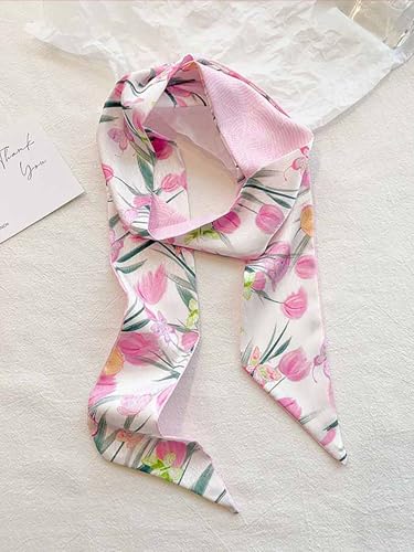 4/40 Pcs Hair Scarf for Women, 35"x2.36" Lightweight Silk Headband, Purse & Bag Scarves Gift Collection - color: Vibrant