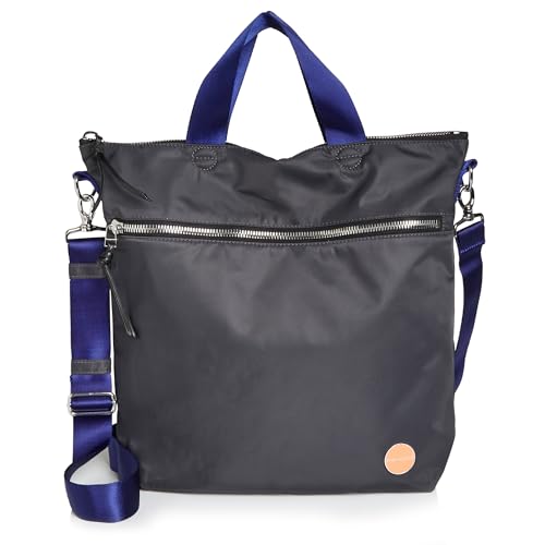 shortyLOVE Wonder Crossbody Messenger Bag - Womens Stylish Nylon Travel Handbag with 55" Adjustable Removable Strap - color: Charcoal