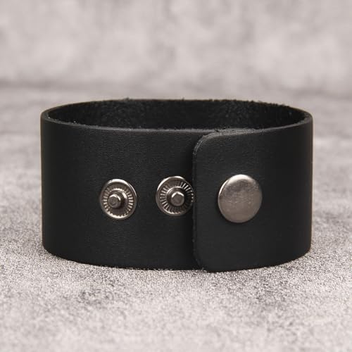 GelConnie Punk Leather Cuff Bracelet Adjustable Straps Wrap Bracelets Arm Armor Cuff Gothic Leather Wristbands for Men, Women - color: MLPB110-Black